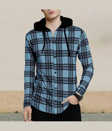 Eyebogler Cotton Blend Regular Fit Checks Full Sleeves Mens Casual Shirt - Indigo ( Pack of 1 ) - None