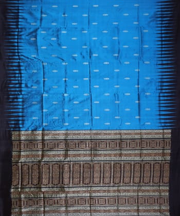 Bondi blue and black silk handloom bomkai saree