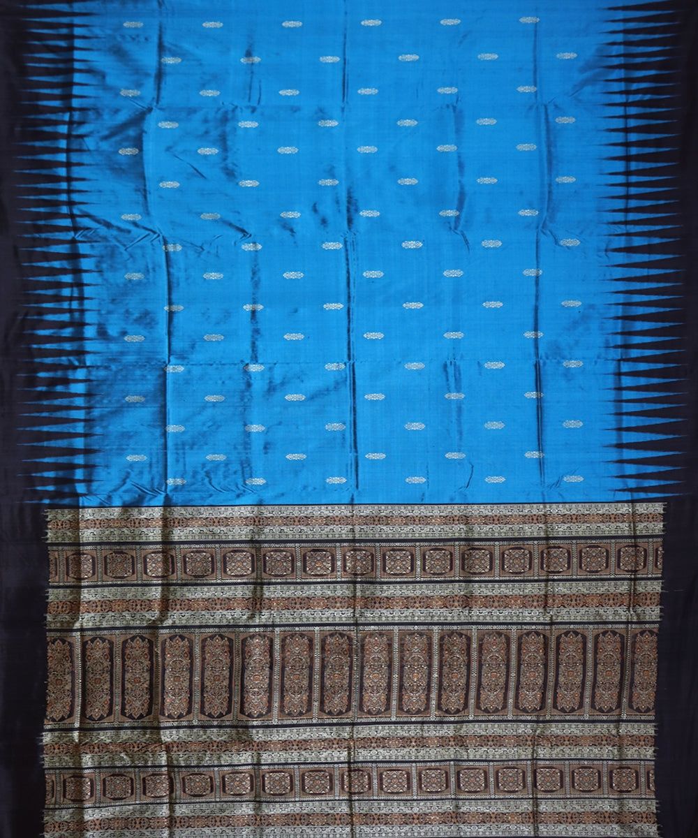 Bondi blue and black silk handloom bomkai saree
