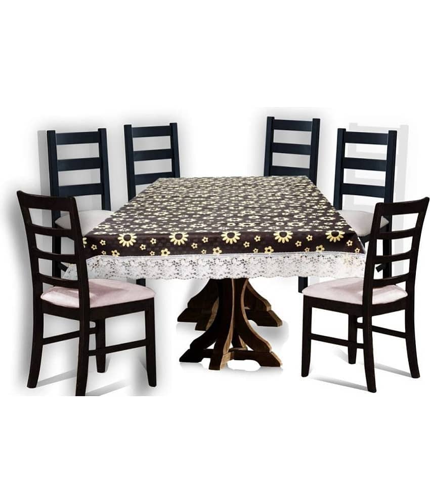 Printed PVC 6 Seater Rectangle Table Cover ( 228 x 152 ) cm Pack of 1 Brown