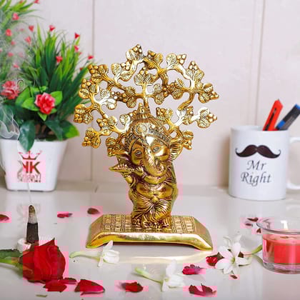 DreamKraft Ganesha Standing Playing Flute Metal Staue,Ganpati Bappa murti