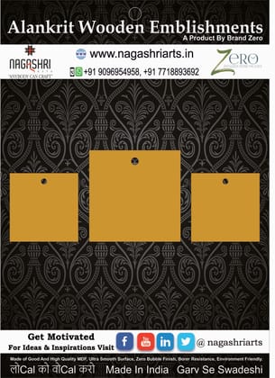 Brand Zero MDF Square Shape Pendant And Earrings Jewelry Base - Pack of 3 Pcs