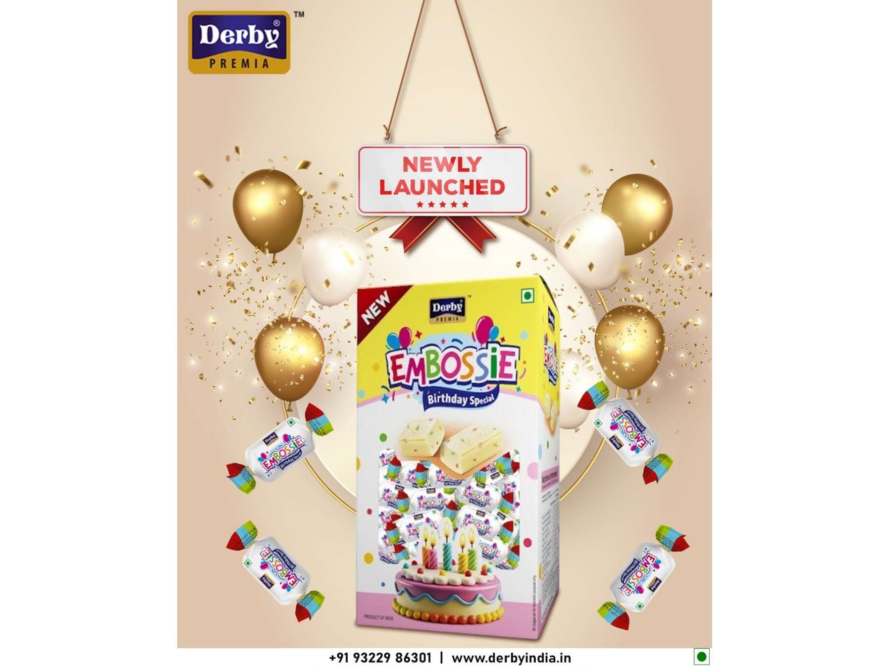Derby Embossie Toffee, Birthday Special Toffees, Premium Toffee, Birthday Gift, Return gift, Anniversary Gift, Pack Of 1, 50PCS - 500g
