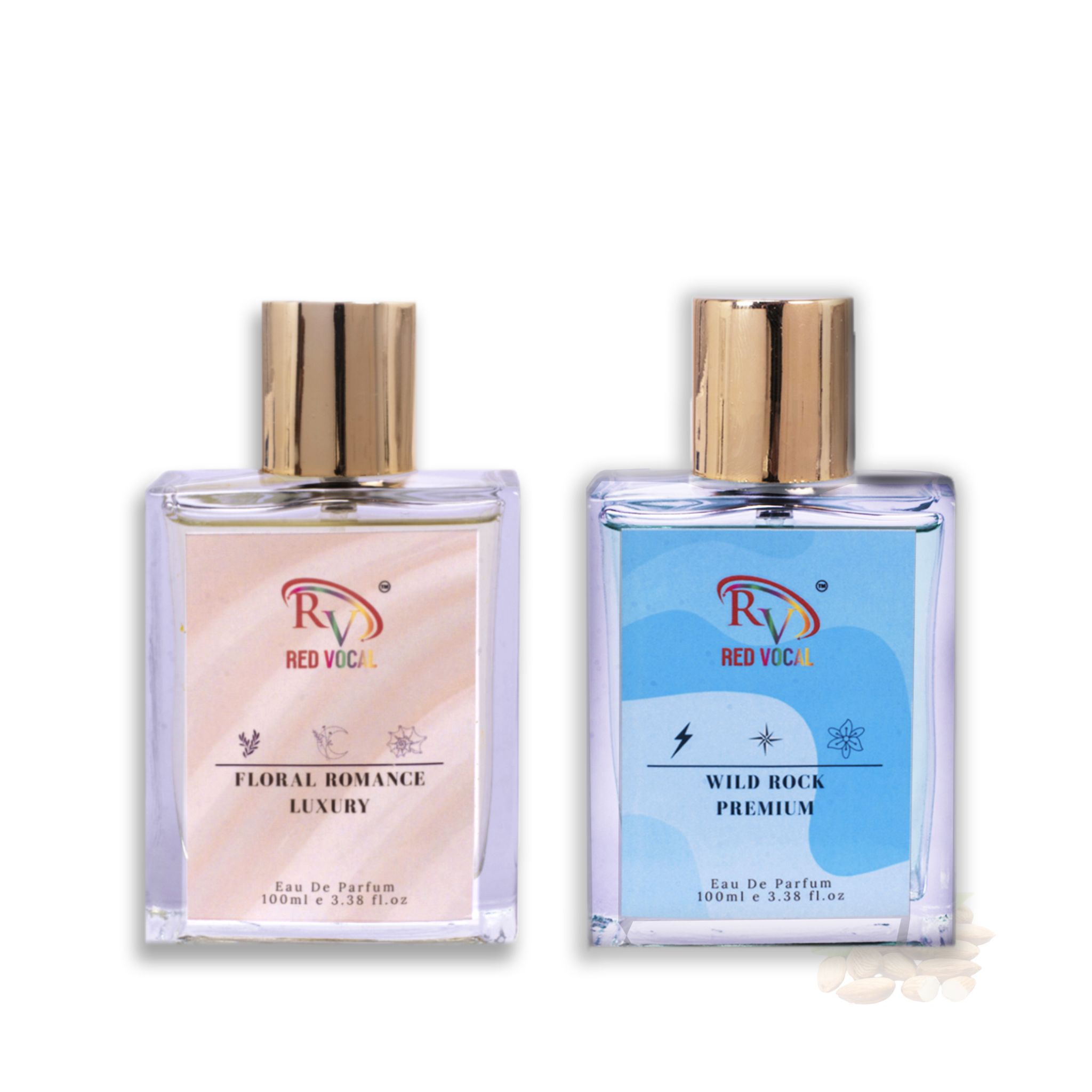 Red Vocal Floral Romance Luxury (Women) with Wild Rock Premium (Men) 100ml Perfume Spray Combo – 2 x 100ml