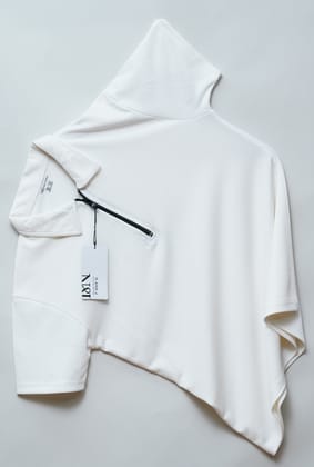 White Zipper Polo T Shirt-White / M