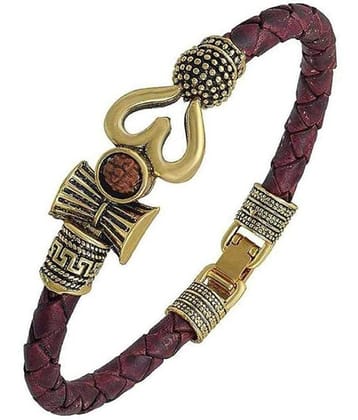 DvR ClicK Idol Bracelet Brass Om Golden Leather ( Pack of 1 )