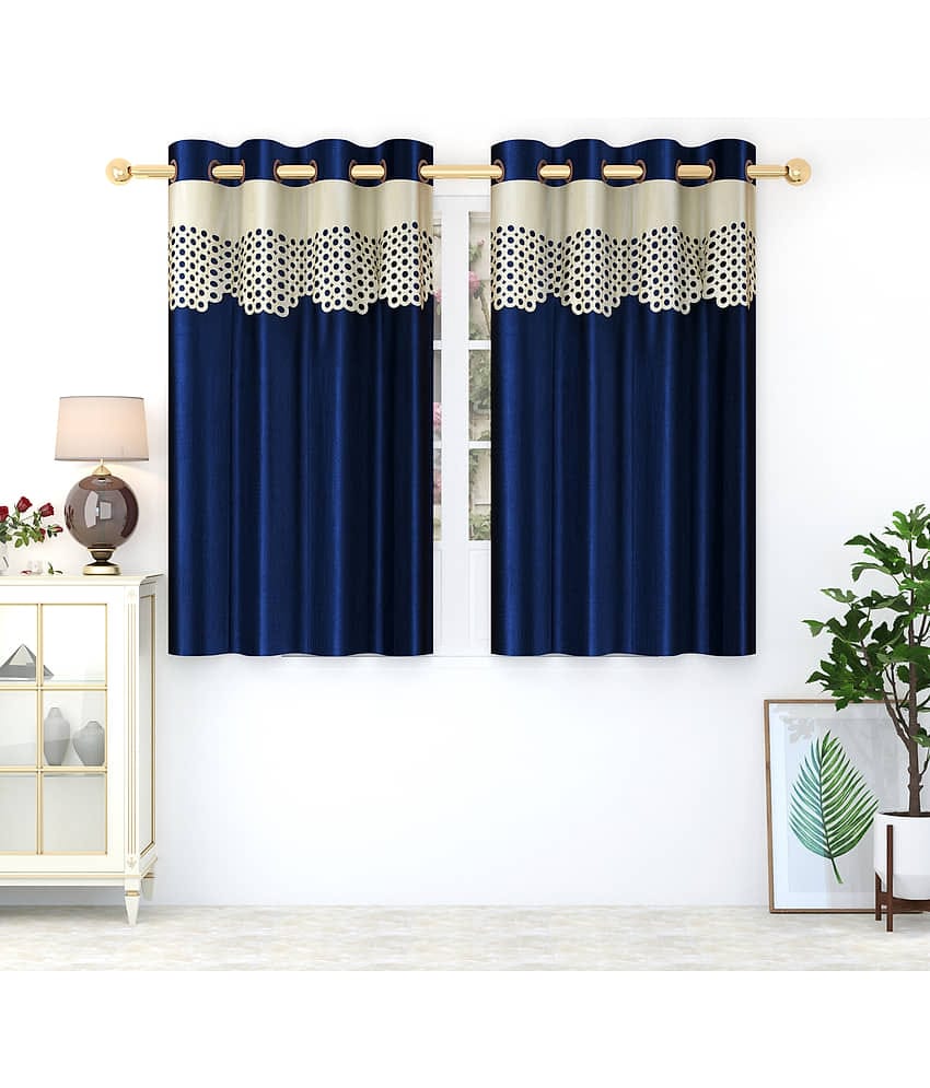 Homefab India Solid Blackout Eyelet Long Door Curtain 9ft (Pack of 2) - Navy Blue