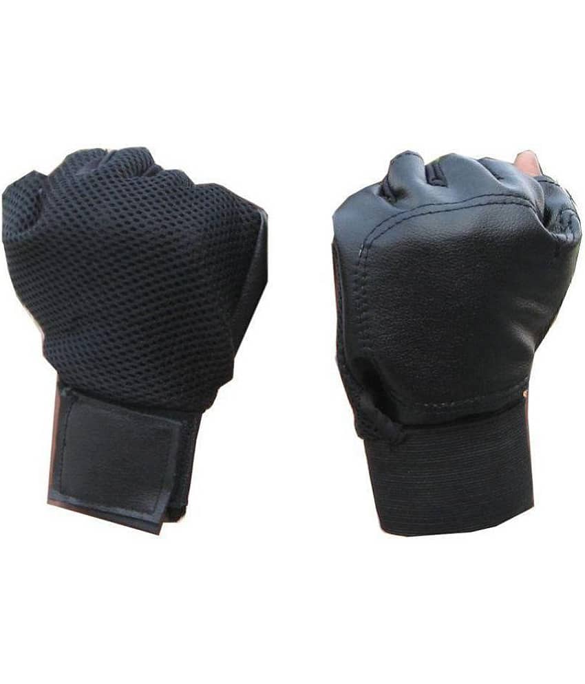 M P Leather Store Black Gym Gloves