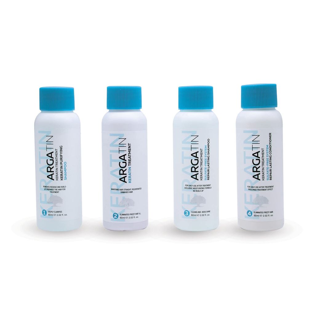 Argatin Monodose Kit Keratin Smoothing Treatment Cream | Purifying Shampoo| Conditioner And Hair Repair Shampoo | Professional For Straightening And Smoothing 240 Ml