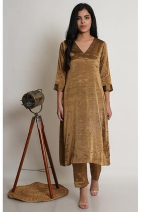 Antique Gold Chanderi Tissue Co-ord Set of 2-S