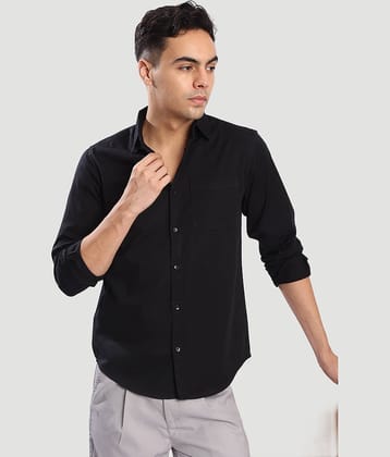 IVOC 100% Cotton Regular Fit Solids Full Sleeves Men's Casual Shirt - Black ( Pack of 1 )