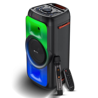 Portronics Iron Beats III 200W Party Speaker with Wireless Karaoke Mic, Upto 4 Hours Playtime, Bluetooth V5.3, SD Card/USB Drive/ AUX in Port, Full Screen LED Lights, Bass/Treble Adjustment