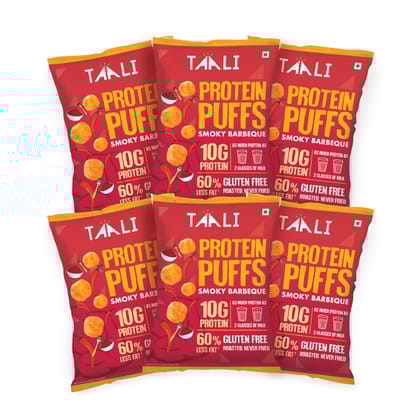 Taali Protein Puffs With Smoky Barbeque, 60 gm Each - Pack of 6