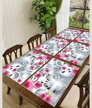 Sanraksshan PVC Floral Rectangle Table Mats ( 40 cm x 32 cm ) Pack of 6 - Multi