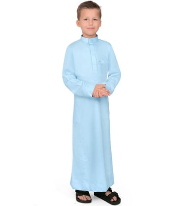 Kurvig Saudi Sky Blue Thobe for Kids-1