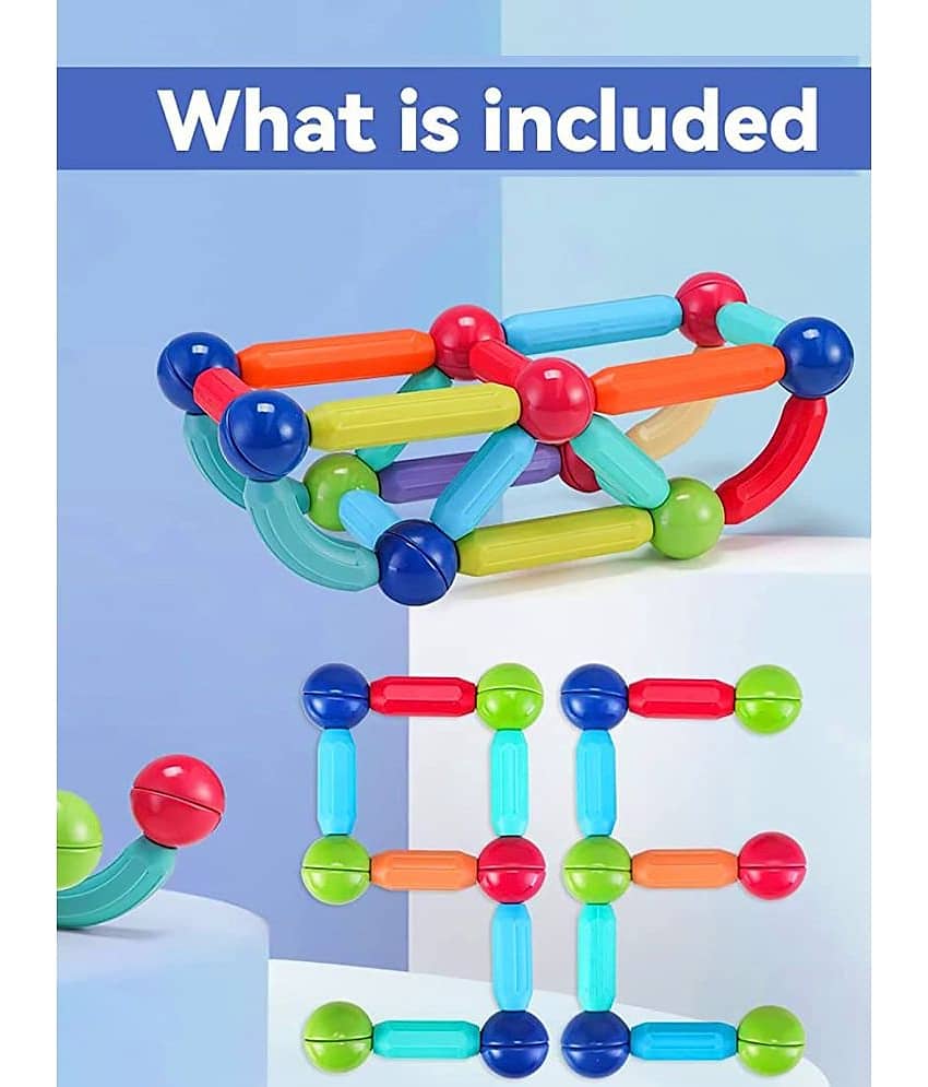 RAINBOW RIDERS Magnetic Sticks 42 pcs Building Blocks for Kids- Magnetic Toys for Kids Girls Boys-3+ Yeras  Toddlers Educational Stem Learning Magnet Stick with Balls Game Set,Multicolor (Magnetic Stick 42 pcs)