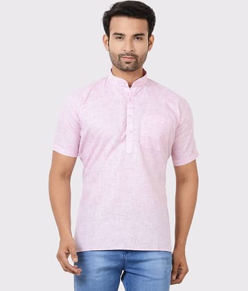 Maharaja - Pink Linen Men's Regular Kurta ( Pack of 1 )