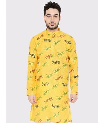Maharaja - Yellow Cotton Blend Men's Regular Kurta ( Pack of 1 )