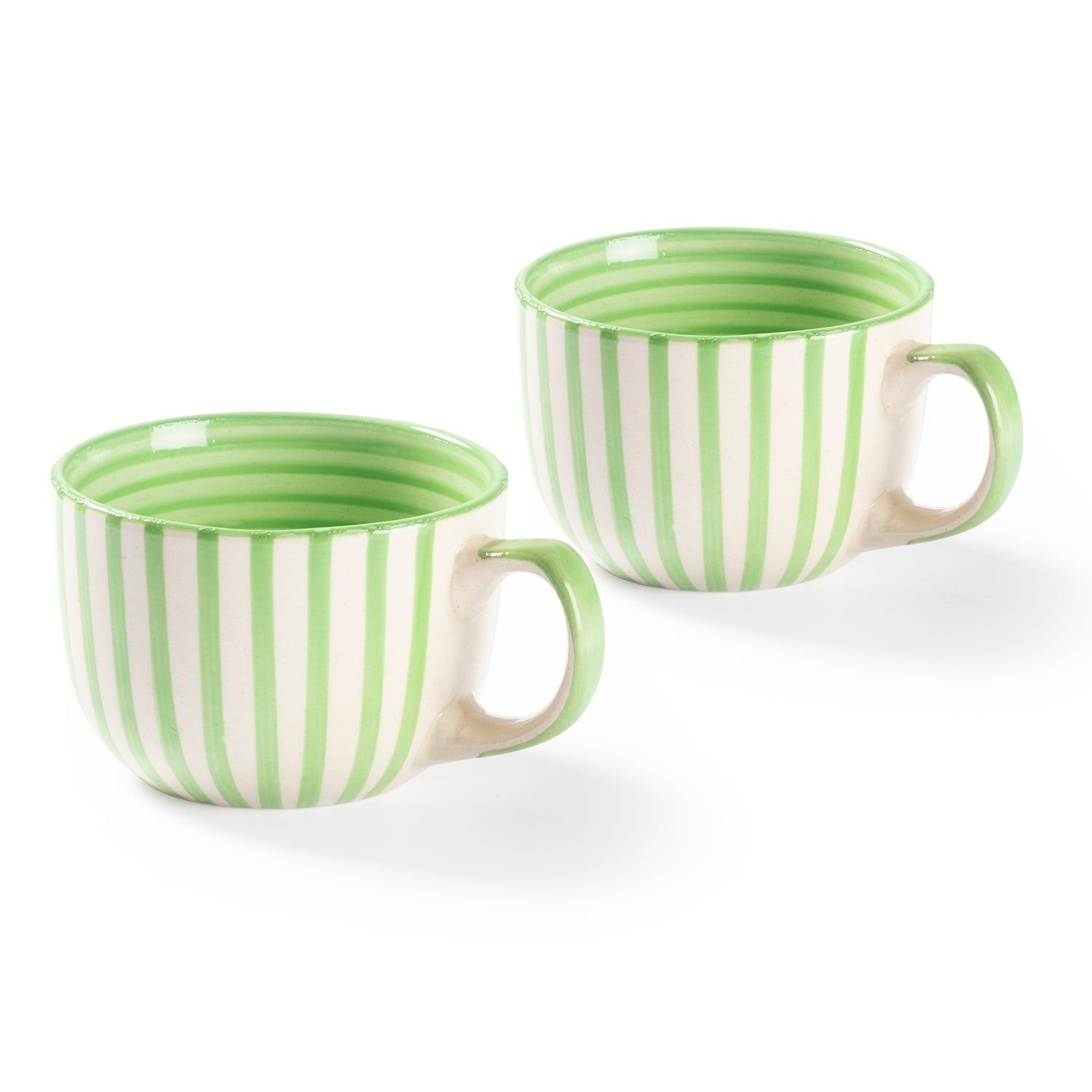 Handpainted Ceramic Mugs - 2.75 x 4 Set of 2-Lime Green / Ceramic / 2.75 Inches x 4 Inches