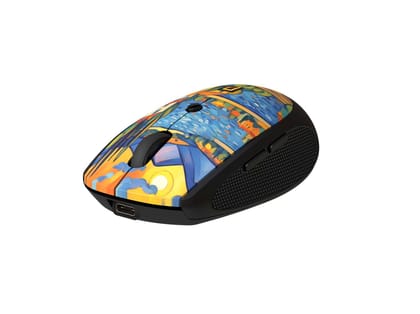 Portronics Toad III Plus Illustrated Top Surface, Multi-Device Pairing, Round & Flat Buttons, Dual Wireless Modes - Black