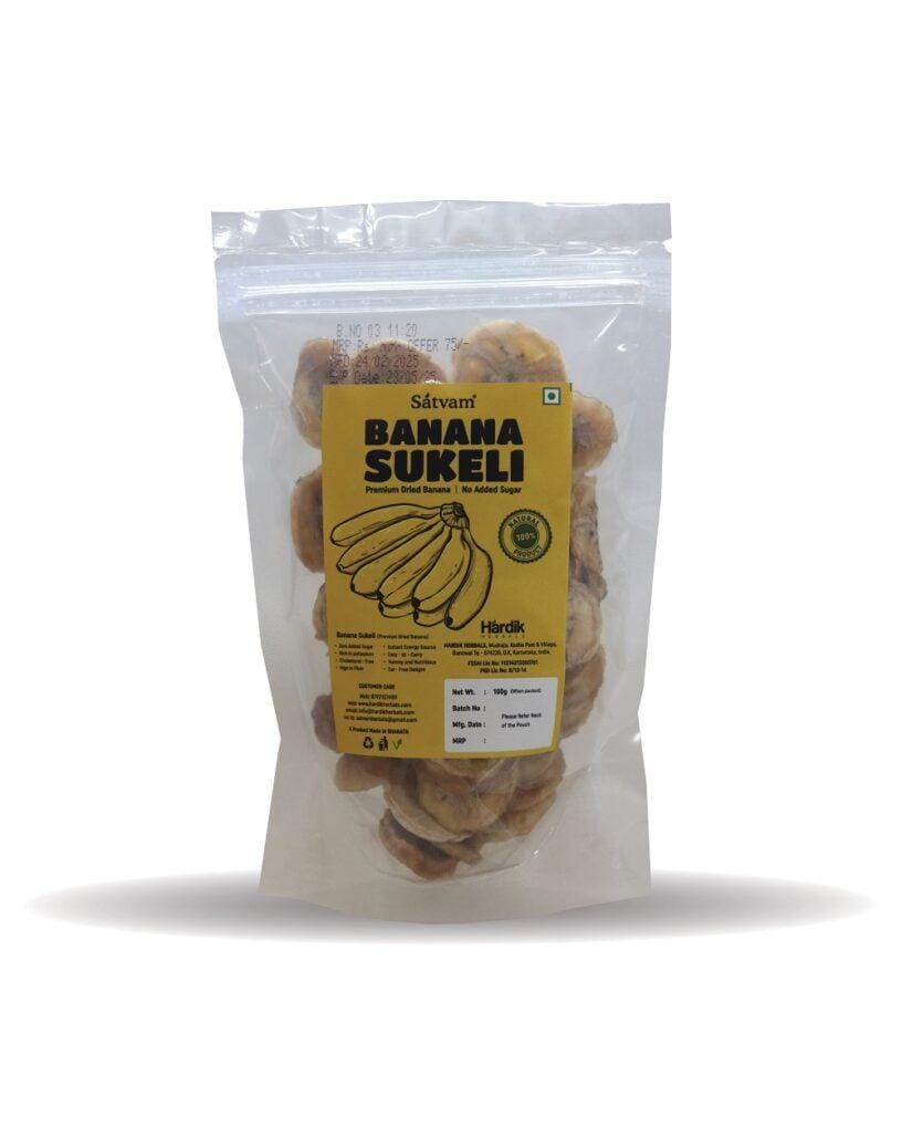 Satvam - Banana Sukeli (Premium Dried Banana, No Added Sugar)