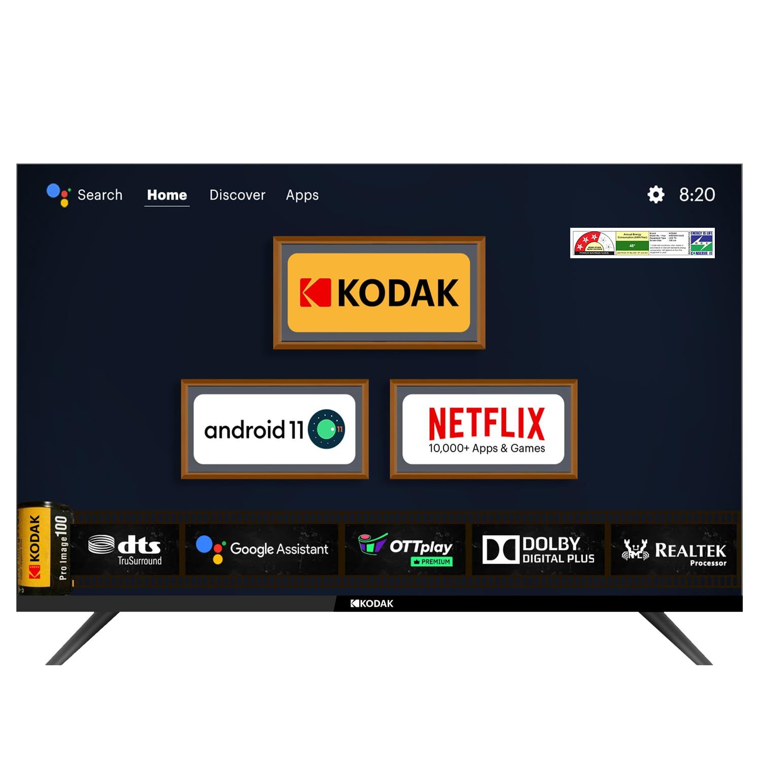 Kodak 100 cm (40 inches) 9XPRO Series Full HD Certified Android LED TV 409X5061 (Black) Kodak 100 cm (40 inches) 9XPRO Series Full HD Certified Android LED TV 409X5061 (Black) - Black / 40 inches