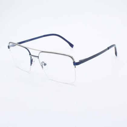 Lensoz Elite X Luxe Half Rim Geometric - Medium - Silver & Master Blue