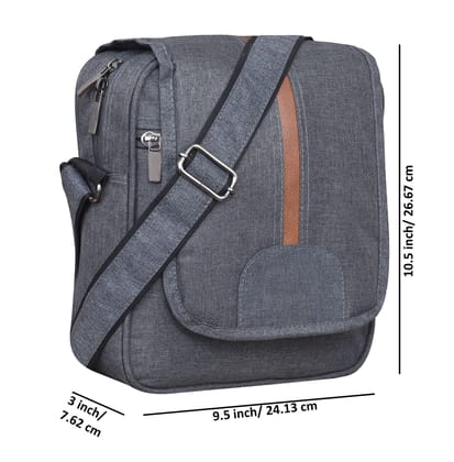 Grey Casual Linen Textured Cross Body Sling Bag For Men SL07
