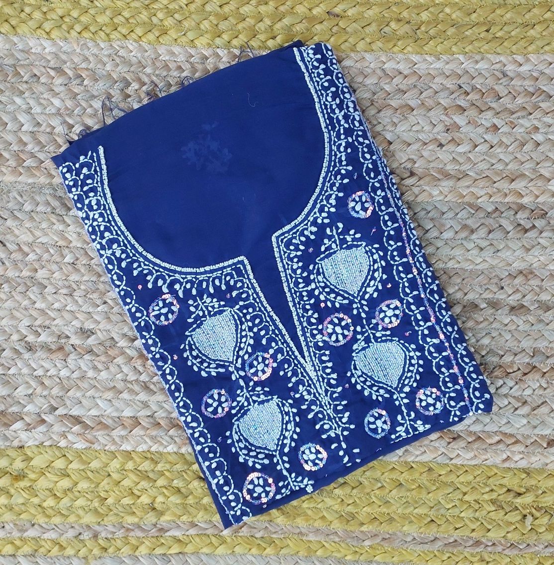 Handloom Cotton Kurta - Navy blue