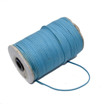 Sky Blue Waxed Cotton Cord Size - 1.5 MM , COTT-013-Per Roll of 5 Meter / 1.5 MM