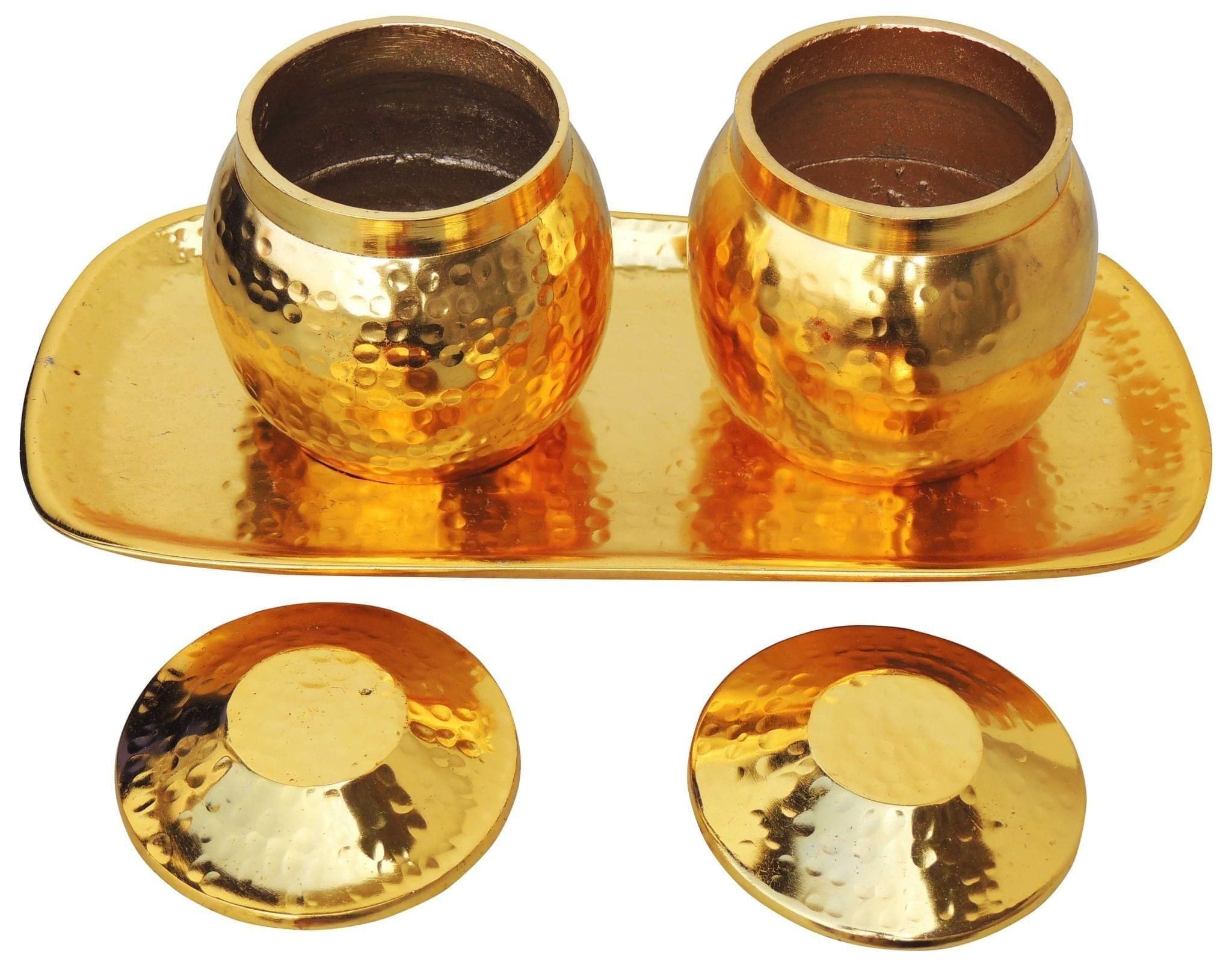 Decorative 2 Pot With Tray - 11.8*5.5*0.5 inch (A3120/12)