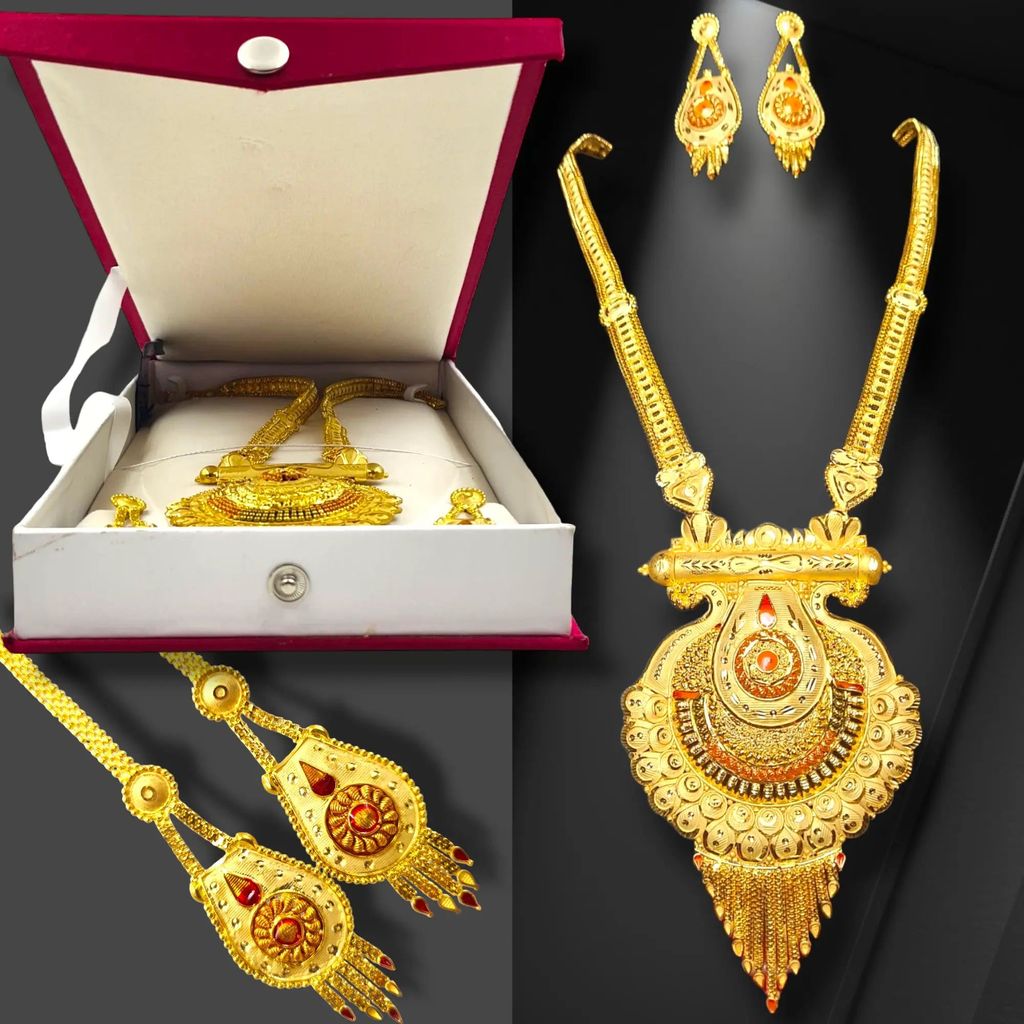 Antique Indian Wedding Stunning 1 Gram Gold-Plated Necklace & Earrings Set