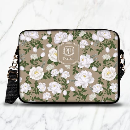 Peonies Laptop Bag-Sand / 15.5"