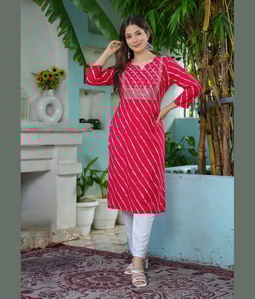 Kapadia Pack of 1 Rayon Printed Straight Women's Kurti - ( Pink )