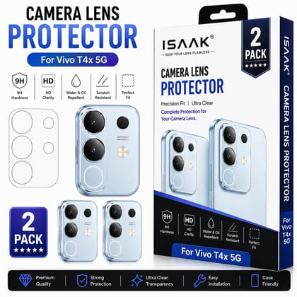 ISAAK Back Camera Lens Protector compatible for Vivo T4x 5G (Pack of 2)