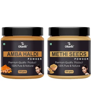 Oilanic 100% Pure Amba Haldi Powder & Methi Powder For Skincare Hair Mask 200 g Pack of 2