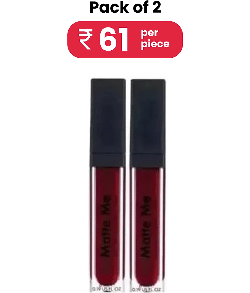 BLUSHIS Maroon Non Transfer Waterproof Matte Lipstick (Pack of 2)