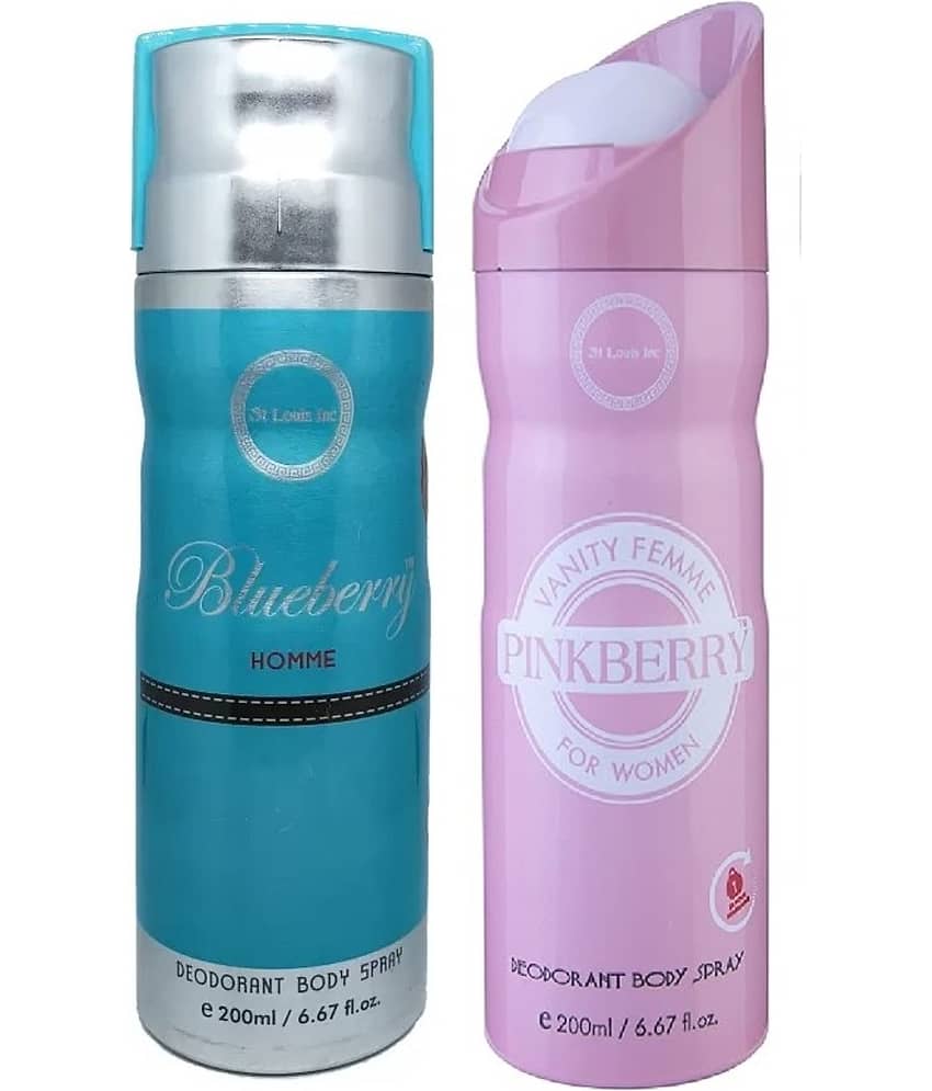 St Louis BLUEBERRY HOMME& PINKBERRY DEODORANT Deodorant Spray for Men,Women,Unisex 400 ml ( Pack of 2 )