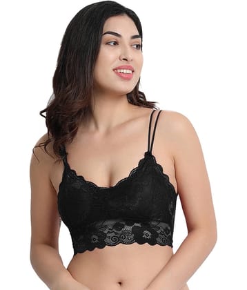 Flenzy Pack of 1 Lace Heavily Padded Bralette Bra For Women ( Black )
