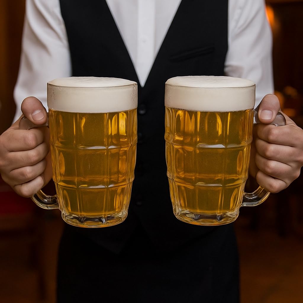 Executive Beer Mug with Handle | Glasses for Beer, Juice | Scratch Resistant & Easy to Clean | Dishwasher Safe Mug | Transparent (400 ml)