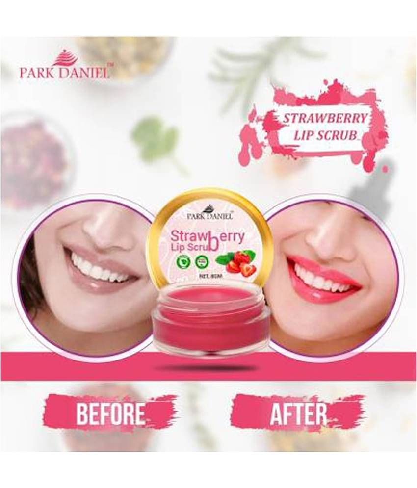 Park Daniel Strawberry Lip Scrub-For Lightening & Brightening of Dark Lips Exfoliator 8 gm