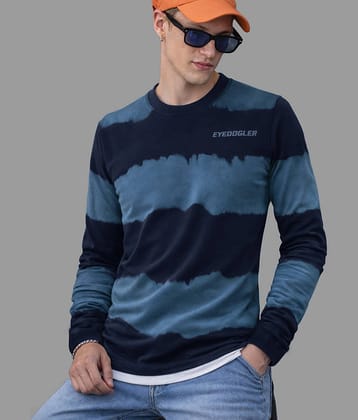 Eyebogler Cotton Blend Regular Fit Printed Full Sleeves Men's Round T-Shirt - Blue ( Pack of 1 )