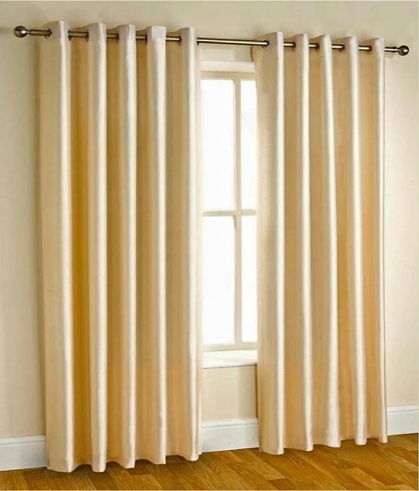 N2C Home Solid Semi-Transparent Eyelet Curtain 7 ft ( Pack of 2 ) - Cream
