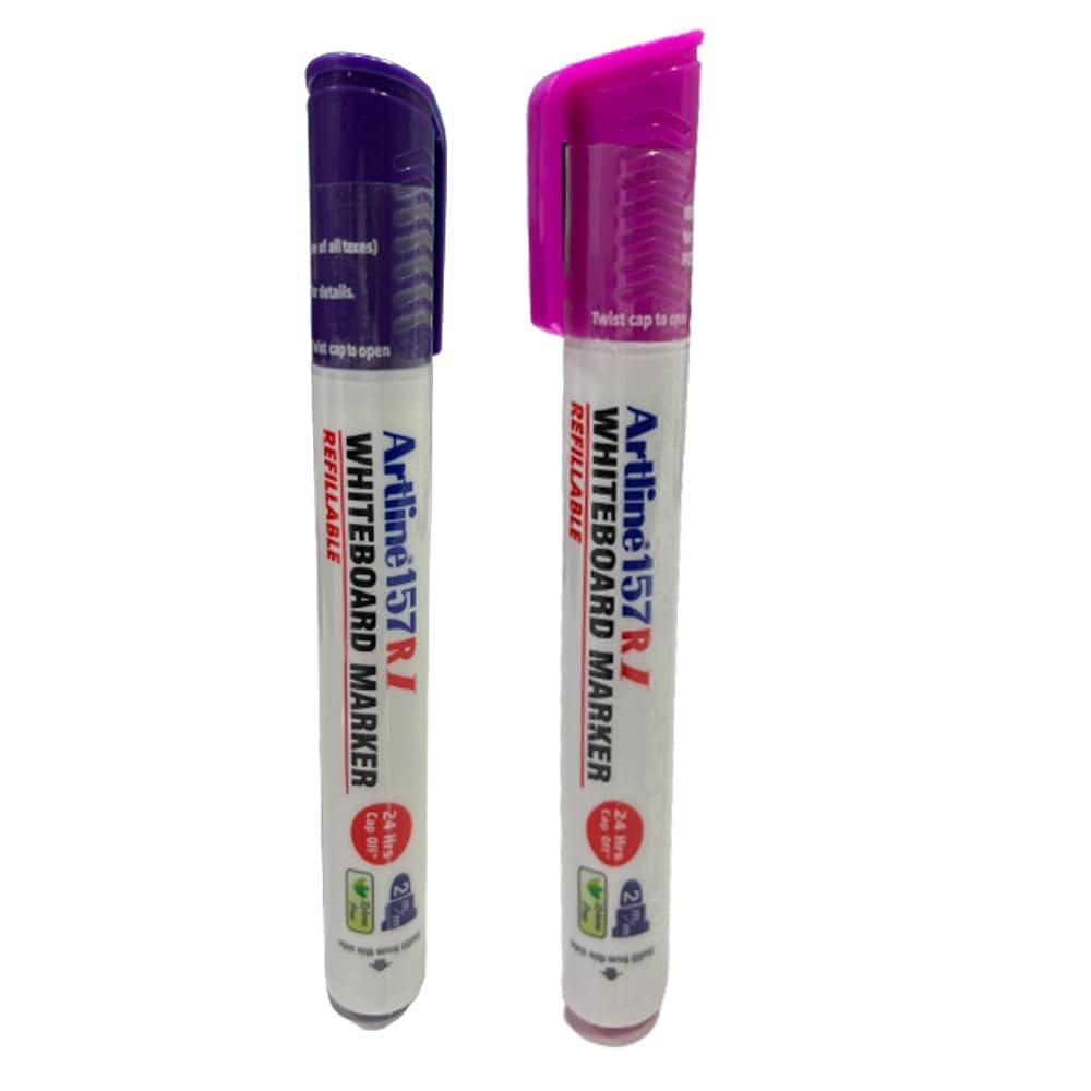 Artline 157RI Whiteboard Marker Pack of 10 (Purple and Pink Colours) | Quick Drying, Dry Wipe Ink, Low Odor