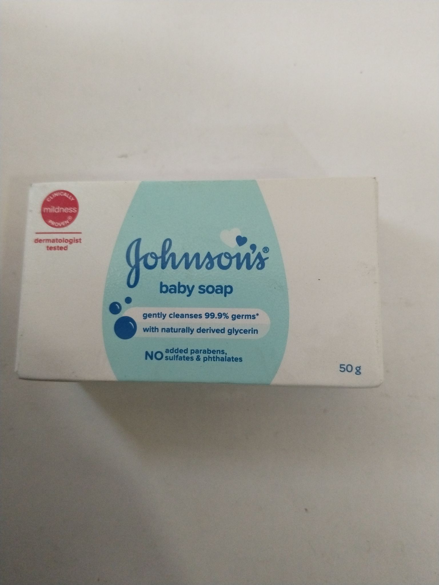 Johnson's Baby soap Gently cleanses 99.9% germs 