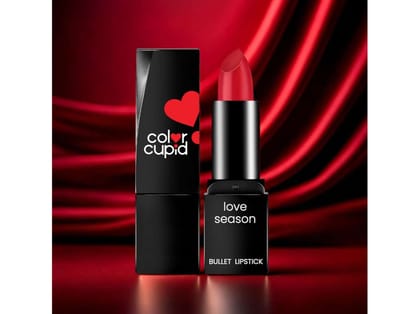 Color Cupid  Velvety Bullet Lipstick Transfer proof & Smudge Proof, With Hyaluronic Acid & Jojoba Oil - 4.1g - Sunset Crimson