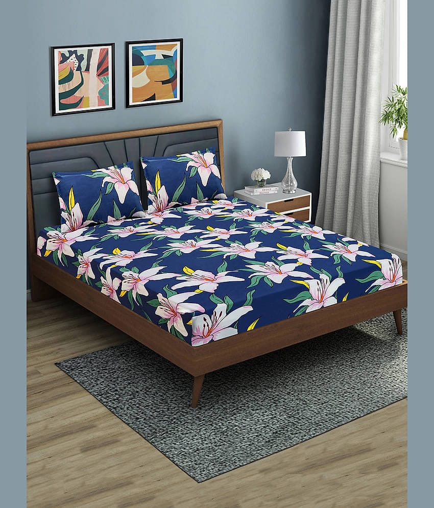 Home Candy Microfiber Floral Double Bedsheet with 2 Pillow Covers - Multicolor