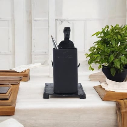 Tribal Men Pen Holder - Square Base