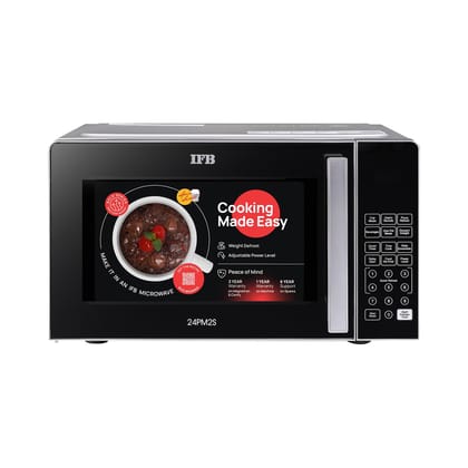 IFB 24L Solo Microwave Oven with 69 Auto Cook Menus (24PM2S, Silver, Mug Recipes, Steam Clean, Auto Reheat, Preset Timer, Power Save, Child Safety Lock, 10 Power Levels) IFB 24L Solo Microwave Oven with 69 Auto Cook Menus (24PM2S, Silver, Mug Recipes, St
