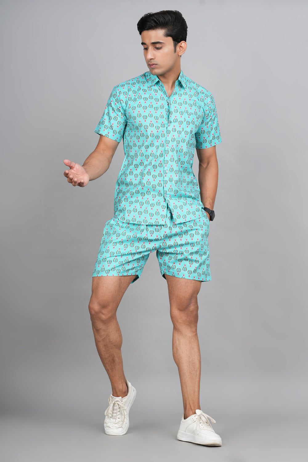 Parachute Adventure: Jaipuri Block Print Co-ords-S / Skyblue / 100% Cotton